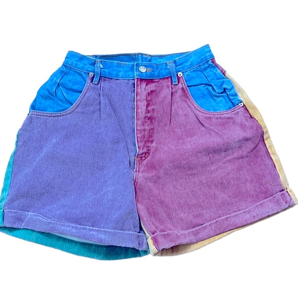 Gitano Pants - Vintage GITANO Color Block High Waist Jean Shorts